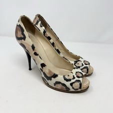Giuseppe Zanotti Leopard Pumps Cheetah Peep Toe Heels Stiletto Y2K Sz 40 9.5