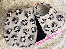 Mickey  Minnie Mouse Burping Pad and Newborn Bib Set