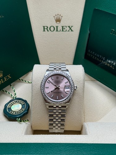 Rolex Datejust 31 NEW 2024 Pink Index Dial Diamond Bezel 278384RBR Steel Jubilee - Picture 2 of 10