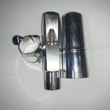 Silver Plated Copper Soprano Saxophone Mouthpiece Bullet Shape 5-8 w/Ligature1