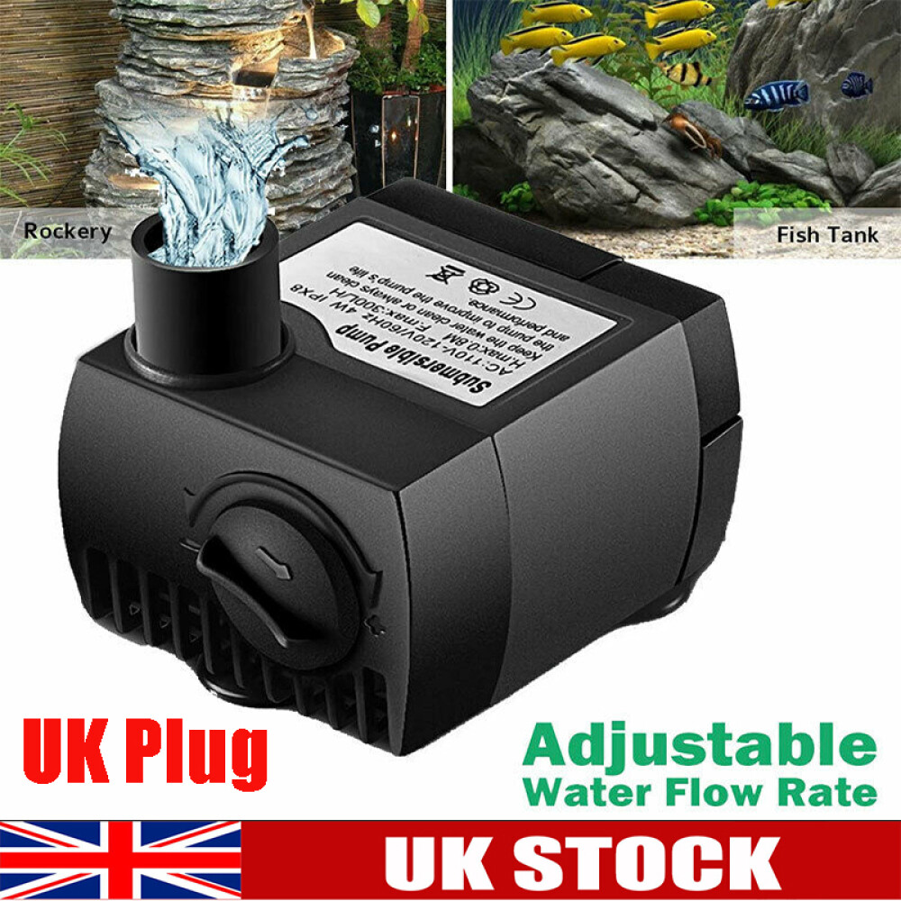 Electric Water Feature Pump Small Fountain for Outdoor Garden Fish Pond +UK Plug