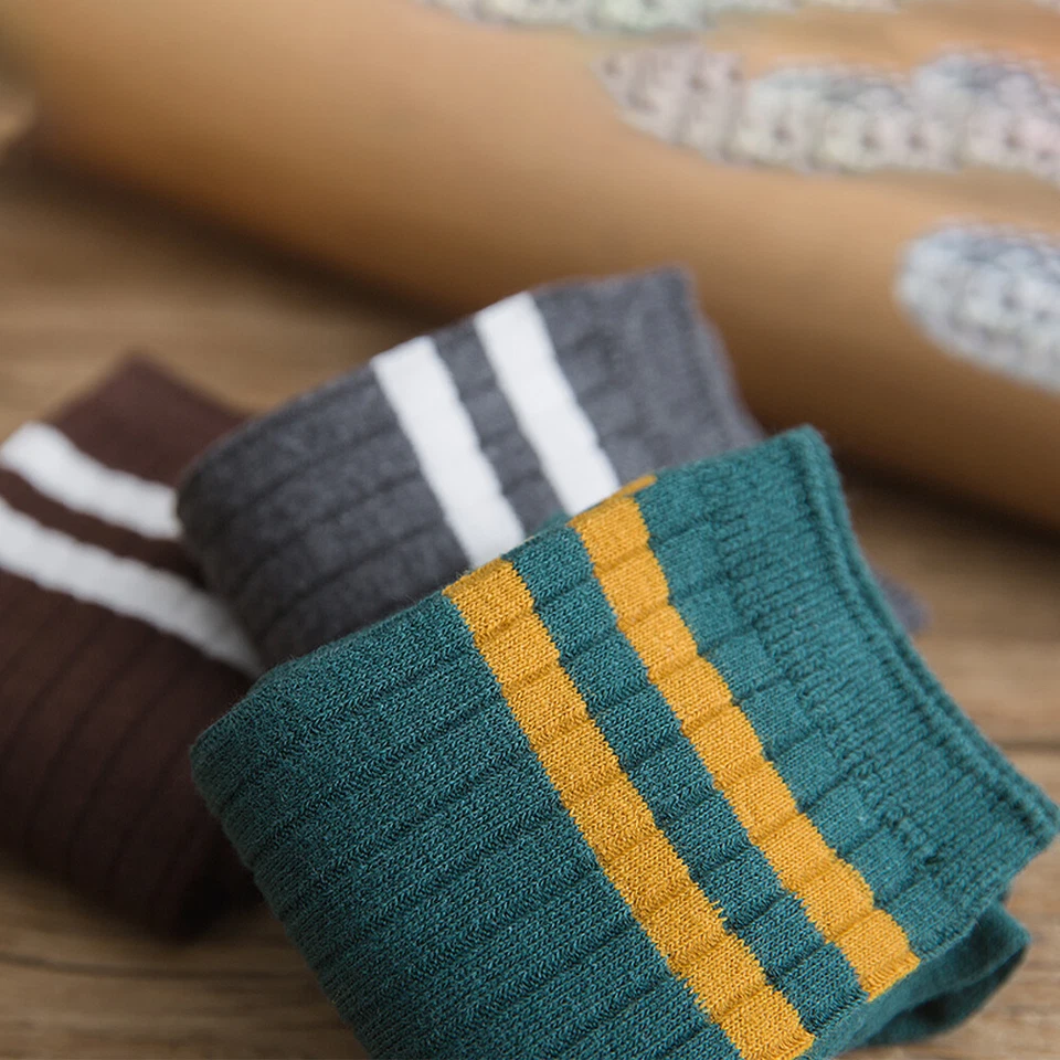 Mujeres Hombres Algodón Atlético Deportes Crew Calcetines Rayas Sobre el Tobillo Informales Clásicos Foto 2 de 4