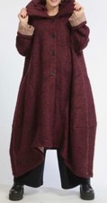 Plus Size Burgundy Boucle Melange Oversized Warm Balloon Coat Size 26-30