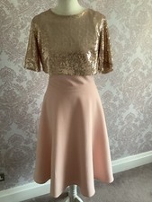 Ladies 8 Dress Pink Sequin Races Wedding Bridesmaid Prom Party Evening ASOS Midi