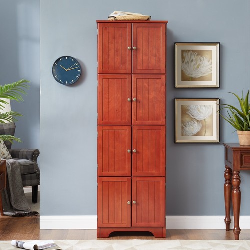 72" Tall Storage Cabinet Pantry Bookshelf with 8 Doors Adjustable Shelves - Picture 15 of 64