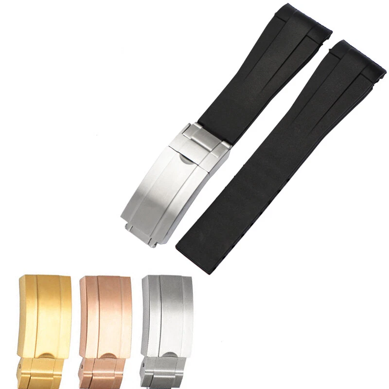20mm FKM Rubber Watch Band Strap For ROLEX Daytona DATEJUST OYSTERFLEX Yachtmast