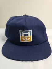 Vintage Blue Hoeganaes Corporation Leather Strapback Hat Made in USA