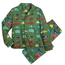 Disney Store Cars Green Flannel Pajamas Boys Pjs Lightning Mcqueen Tow Mater NEW