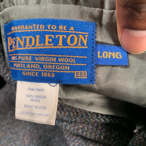 Pendleton Wool Blazer Mens 40 Long Gray Virgin Made in USA Two Button Elbow Pad - Picture 11 of 14
