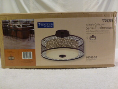 Progress Lighting Mingle Antique Bronze Semi-Flush Mount Light $250