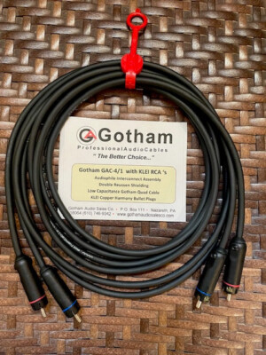 Gotham GAC-4/1  Audiophile Interconnect Cables with KLEI RCA's -2 Meter Pair