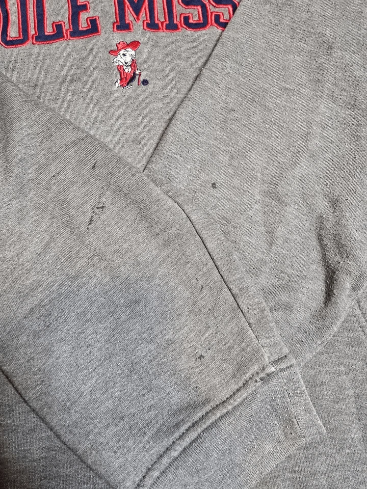 Vintage Y2k Ole Miss Rebels Center Swoosh Pullover Hoodie Nike Youth XL Gray - Image 4 of 4