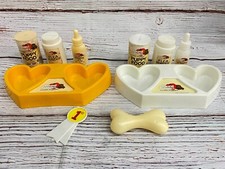 Vintage Pound Puppies Double Heart Food Dish Puppy Flea Powder Vitamins 10pc Lot