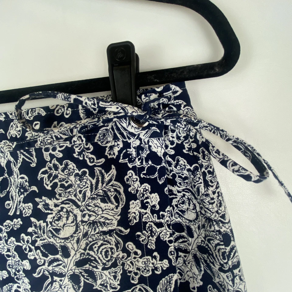Ann Taylor Mujer 8 Falda Envolvente Mini Azul Marino Blanco Floral Lateral Corbata Nudo Casa de Campo Foto 4 de 4