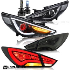 Red Demon Headlights+led Smoked Tail Lights+bulbs For Hyundai Sonata 2011-2014