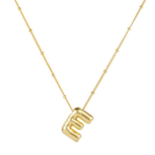 Bubble Letter Necklace, 14k Gold Plated Balloon Initial Necklace Personalized Ba
