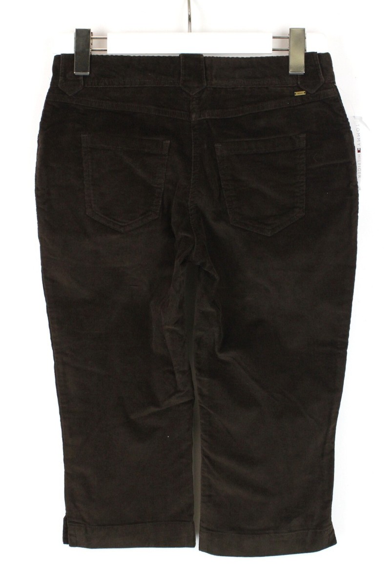 TOMMY HILFIGER May Peddle Pusher Hose Damen UK 4 Capri Kord Braun View 2