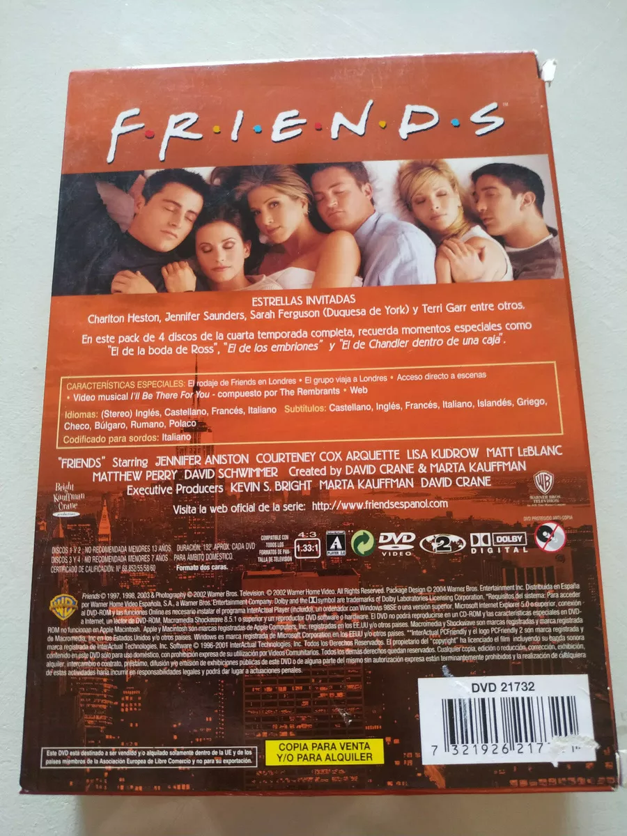 FRIENDS Fourth Season 4 Complete - 4 X DVD Spanish English Region