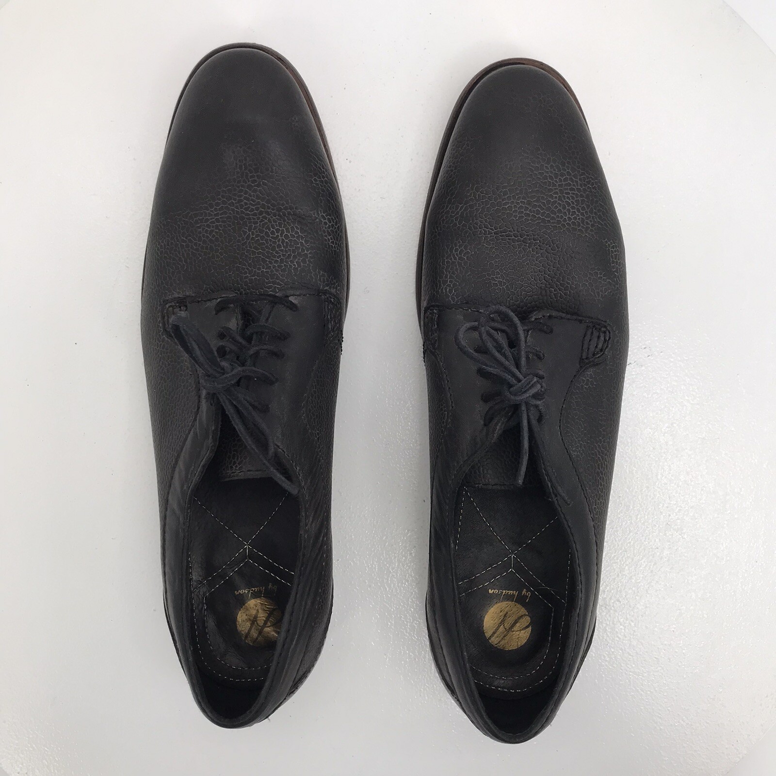 H By Hudson Black Leather Oxford Lace Up Dress Shoes Mens Size 43 EUR US 10