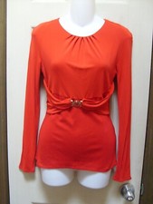 Gianni Versace Red Blouse-Silver Medusa Head Belt-Italian Sz. 42- US. Sz/ Small