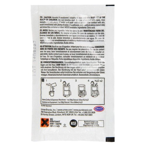 Urnex DEZCAL Rimuovi Scala Attivata Polvere Attrezzatura Preparazione Caffè Decale 3pz - Foto 3 di 12