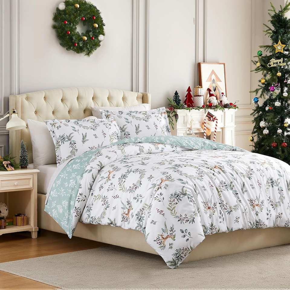 Christmas Bedding King/California King Duvet Cover with Shams