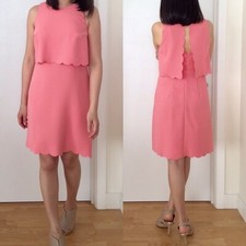 NEW Ann Taylor LOFT womens size 2 SCALLOPED CROP ILLUSION DRESS sleeveless peach