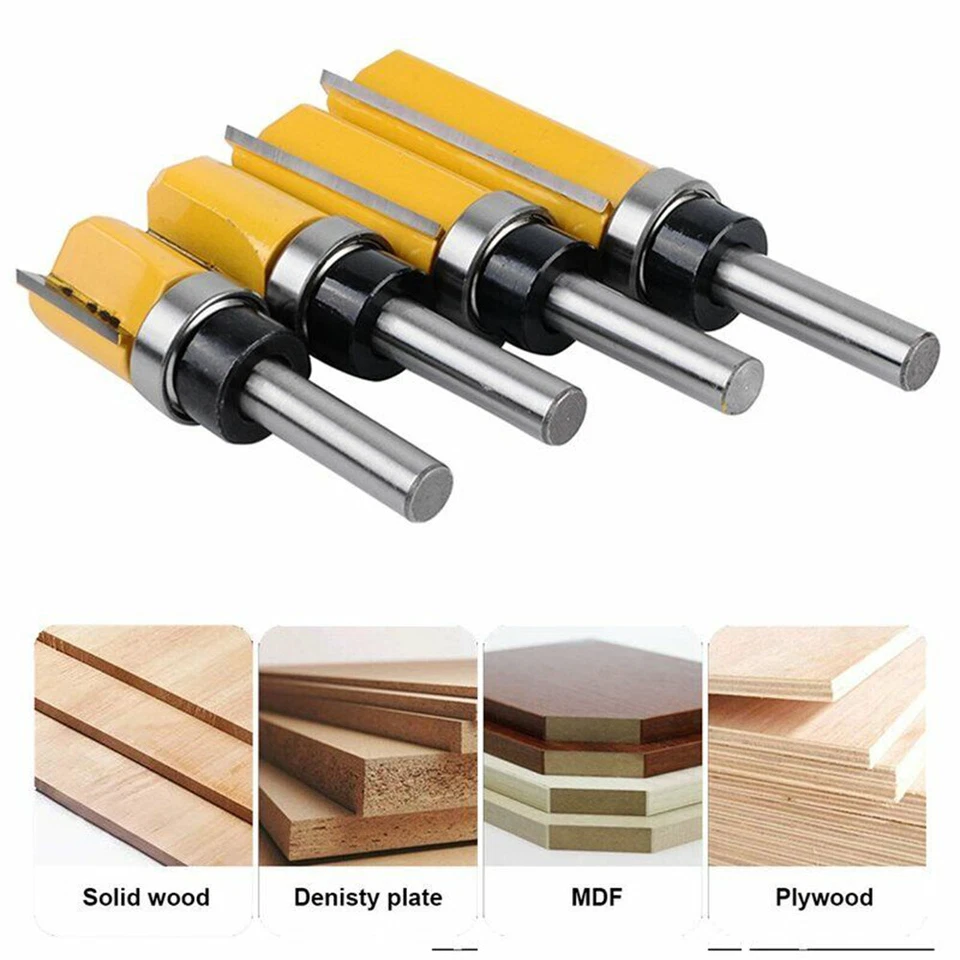 4 Stk 8mm Schaft Nutenfräser Oberfräse Bündigfräser Schaftfräser Holzfräser SET - Bild 3 von 4