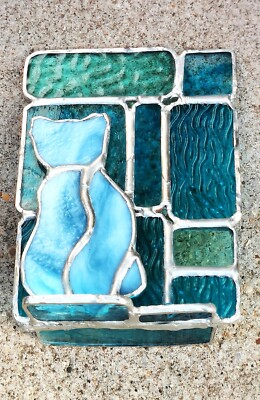 Handgefertigtes blaues Teelicht aus Buntglas - bleifrei