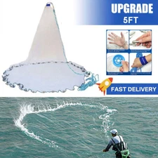 5FT Fishing Cast Net Bait Easy Throw Hand Cast Strong Mesh 3/8in Mesh Size
