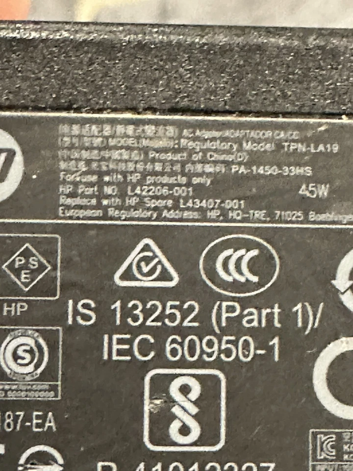 Adaptador de CA HP OEM 45W - TPN-LA19 - Probado Foto 2 de 4