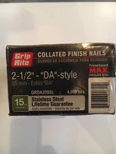 Grip Rite 2-1/2 - “DA” Stainless Steel Collated Finish Nails GRDA25SSL 4,000pcs.