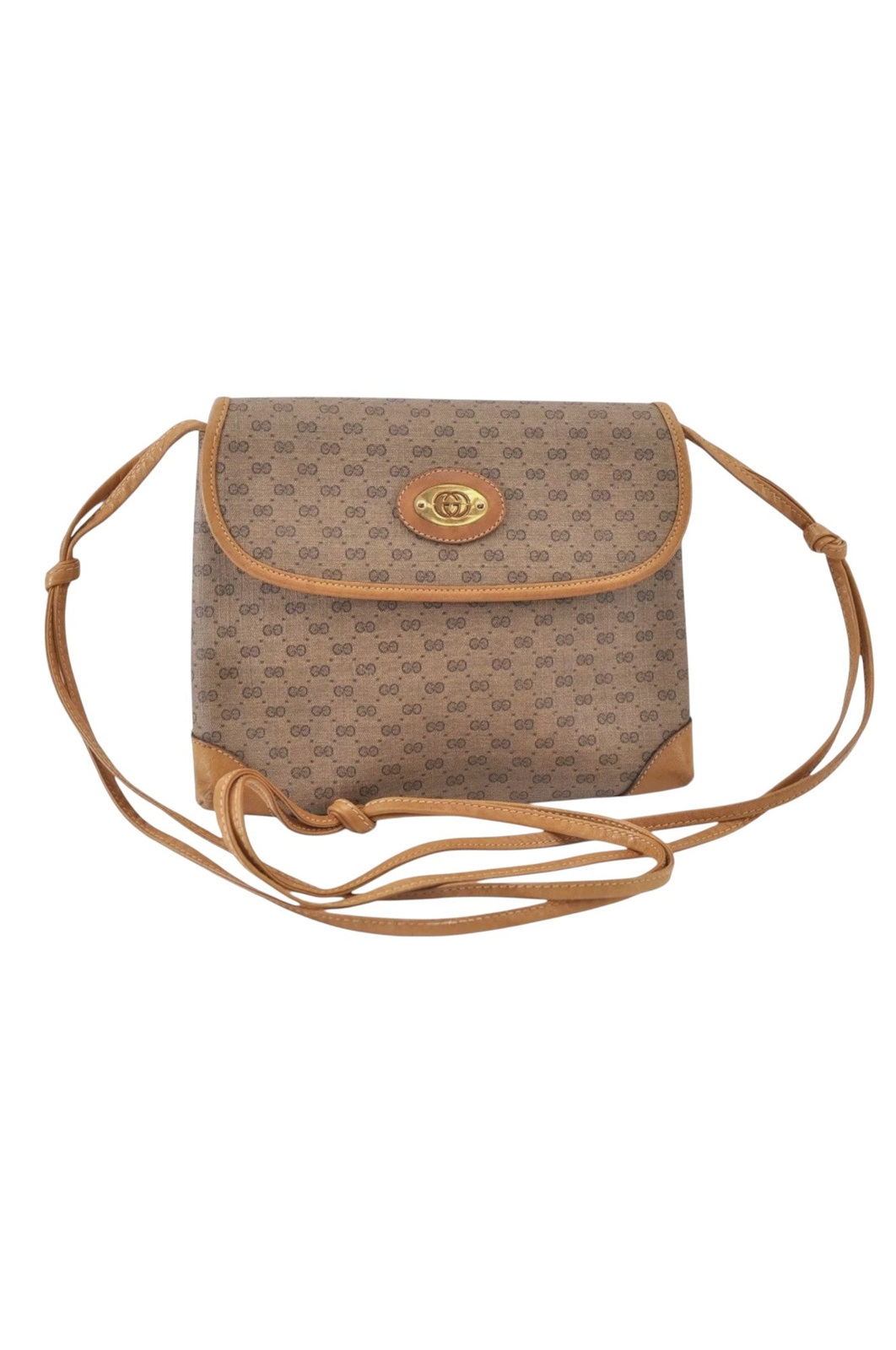 GUCCI Micro GG PVC Leather Brown Crossbody Shoulder Bag 6624L