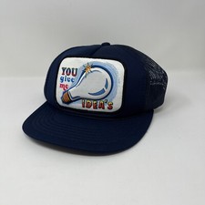 Vintage You Give Me Bright Ideas Foam Meshback Trucker Cap Blue Snapback VTG