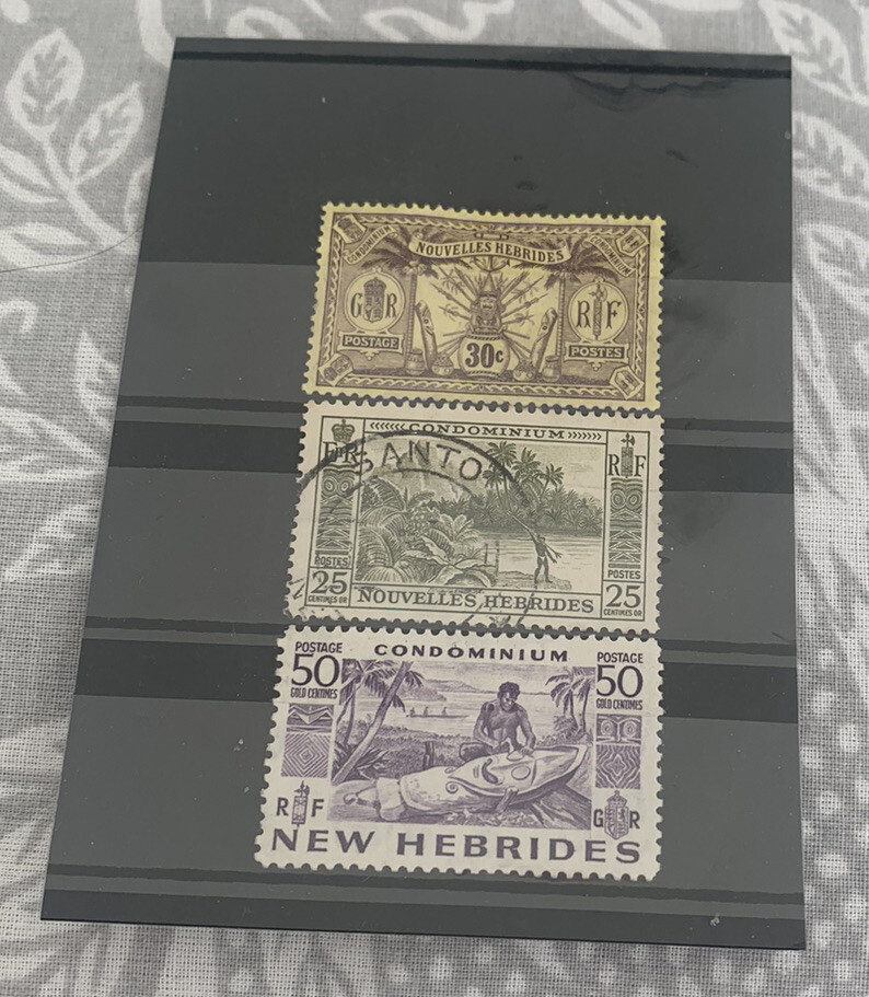 New Hebrides stamps. 2 x hinged and 1 x used from different sets. eBay