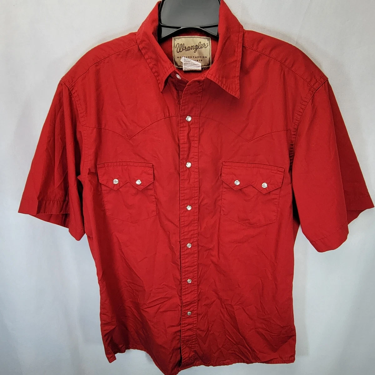 Wrangler Western Pearl Snap Short Sleeve Bright Red Shirt Size
