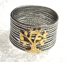 NWOT Or Paz Sterling Silver Two Tone Tree Of Life Wide Ring Sz 7 Made Israel PZ