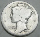 1916 S Mercury Dime circulated 90% Silver  Good  , Average circulated