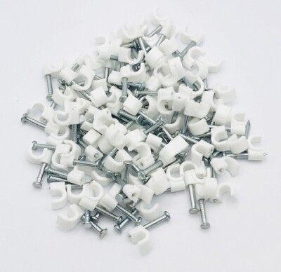 Weiße Rundkabelclips Schwerlast Befestigungsnägel weiß Runddrahtclips 4mm -12mm