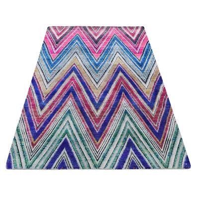 4'x6'2'' Hot Pink Hand Knotted Chevron Design Silk with Wool Rug R87215
