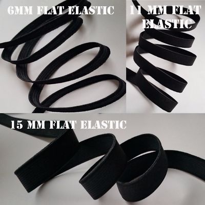 Flach WEISS Elastisch SCHWARZ Gummikordel 6mm 10mm 15mm Nähen Elastisch Gesichtsmaske
