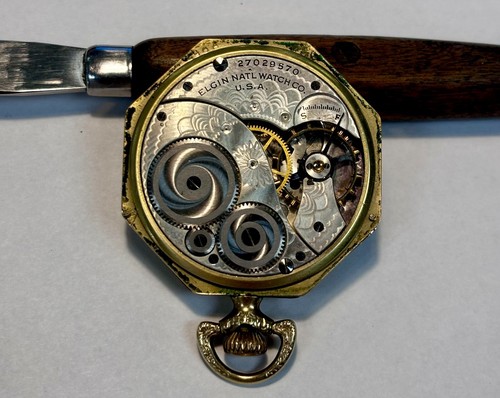 1925 Antique Elgin Pocket Watch 7 jewel movement 12s - selling as parts - 第 4/7 張圖片