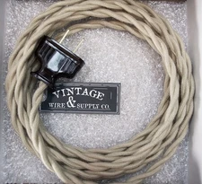 TAN COTTON - Rewire Lamp Cord Steampunk Cloth Twisted Wire - Antique Fan Lamp