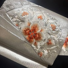 Nagoya Obi Belt Band Kyusun Pure Silk Kimono Nagoya Style Embroidery Japan K1981