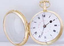 Antique 18kt Gilt Silver Enamel Verge Fusee CALENDAR Pocket Watch-Tsar Peter I