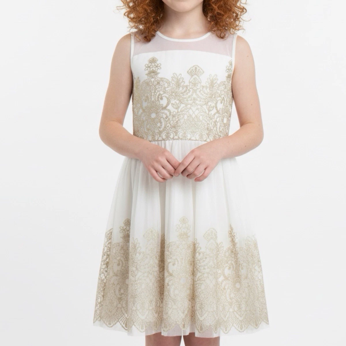 Robe Fille The Children's Place - Blanc, Sans Manches, Taille 10-12, Style Tutu, Occasion Très Bon état