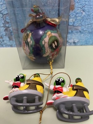 Looney Tunes Marvin The Martian And K9 Ornament Ball Matrix Warner Bros Lot Of 3