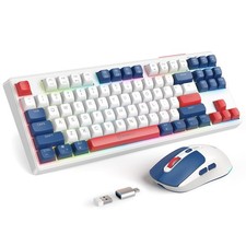 2.4G Wireless Keyboard and Mouse Combo, RGB Backlit Keyboard Mouse Set for Wi...