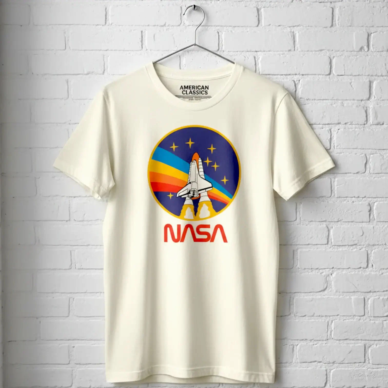 NASA Rocket Rainbow Men's T Shirt