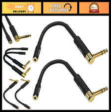 Right Angle 1/4 Inch TRS to 3.5mm Audio Adapter - 6.35mm Male to 3.5mm Female